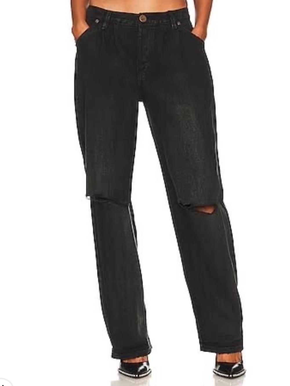 One Teaspoon Smiths Low Rise Baggy Jeans in Faded Black